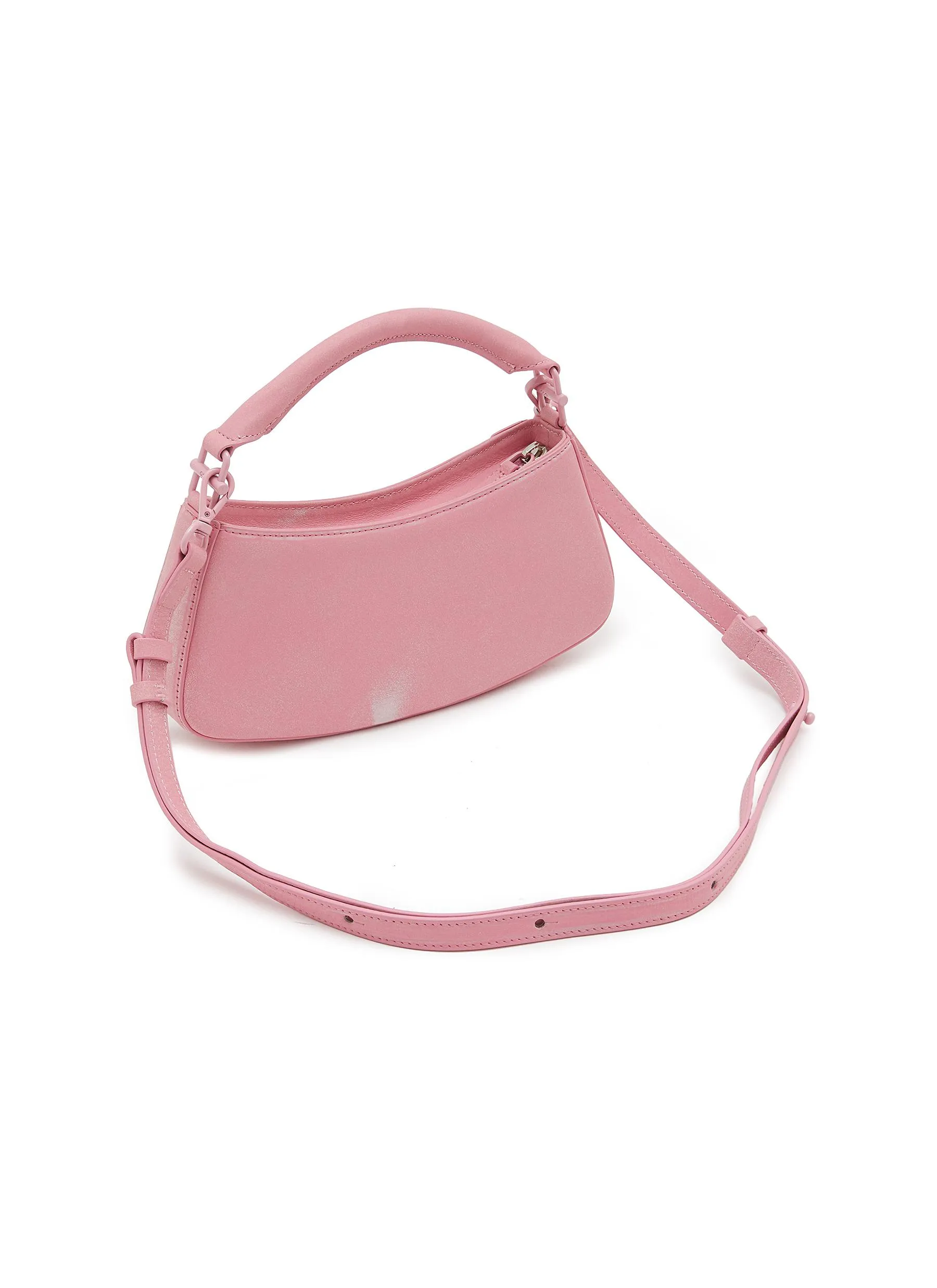 -----------OSOI  ---- ------------PINK ----Small Belted Brocle Leather Shoulder Bag --