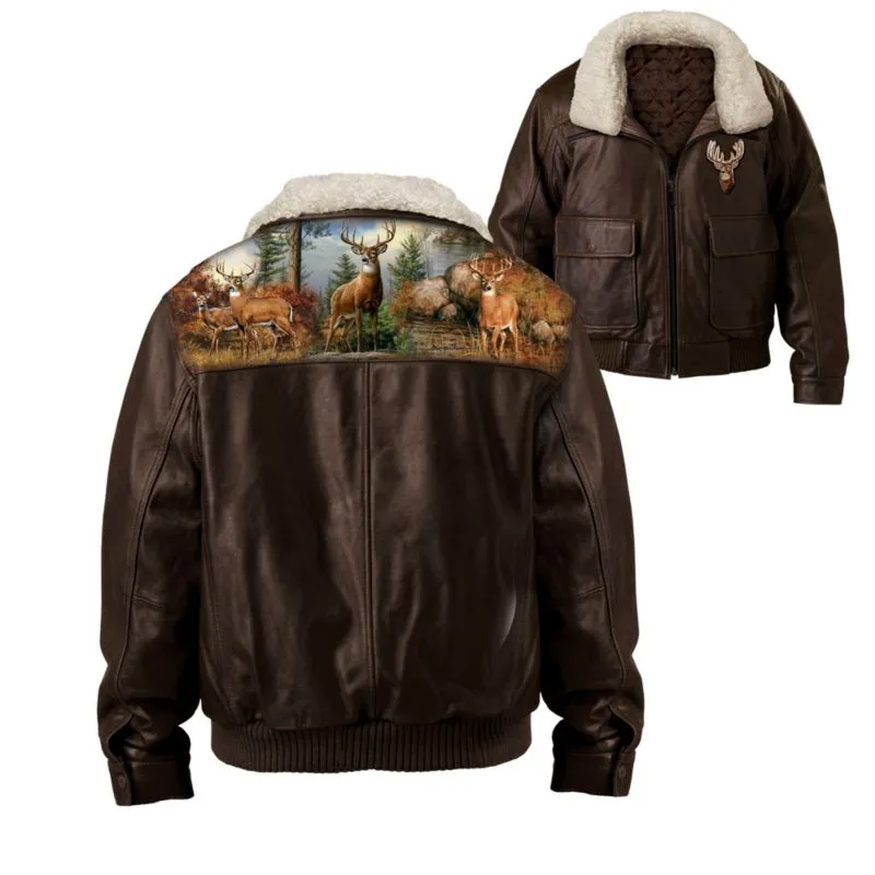 'Forest Guardians' Men's Leather Jacket