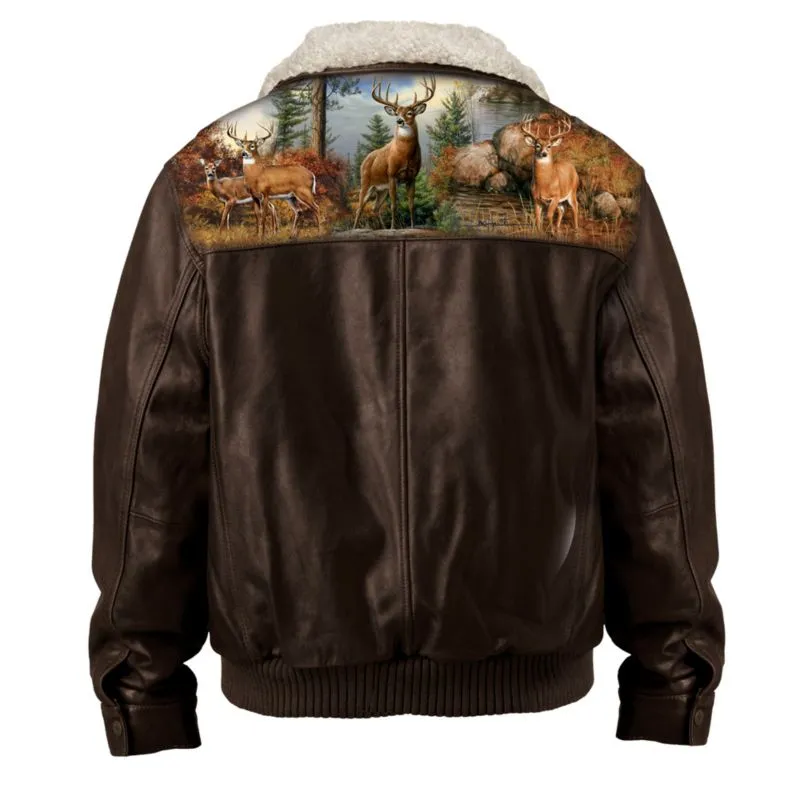 'Forest Guardians' Men's Leather Jacket