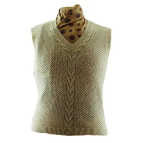 70s Cream Pure Wool Vest - S
