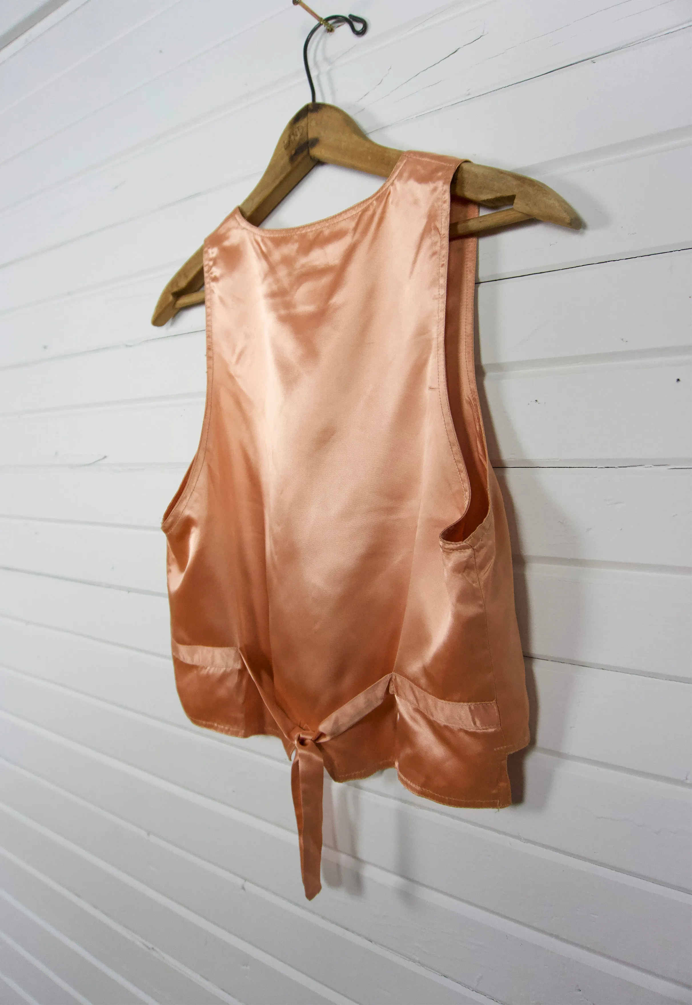 70's Peach Satin Disco Vest