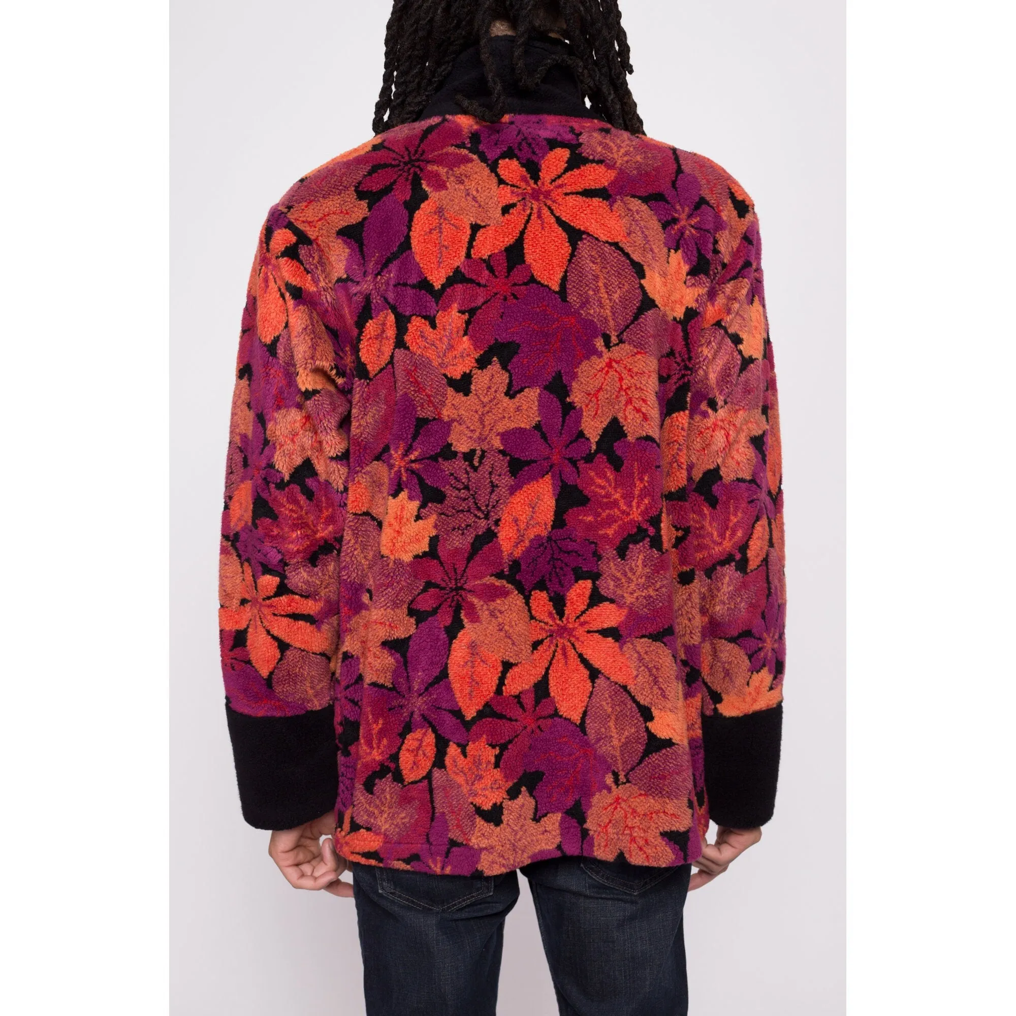 90s Autumn Leaves Fleece Hooded Sweatshirt - Unisex Medium