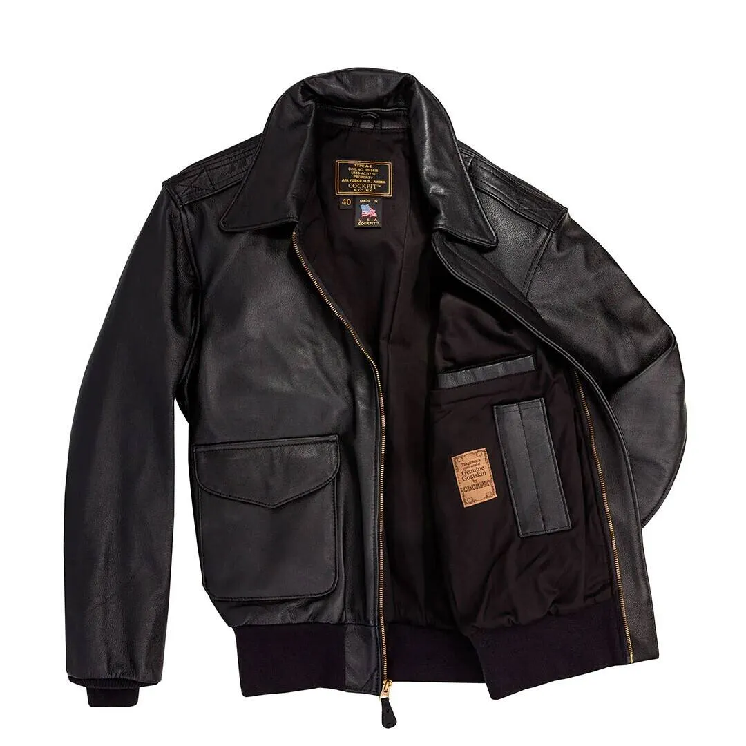 A2 pilot leather jacket for men black cockpit'usa \z 21v41\