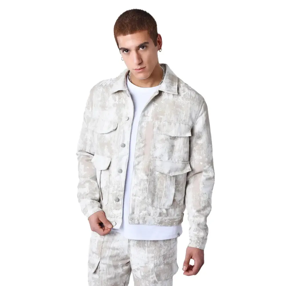 Abstract Canvas Pocket Jacket