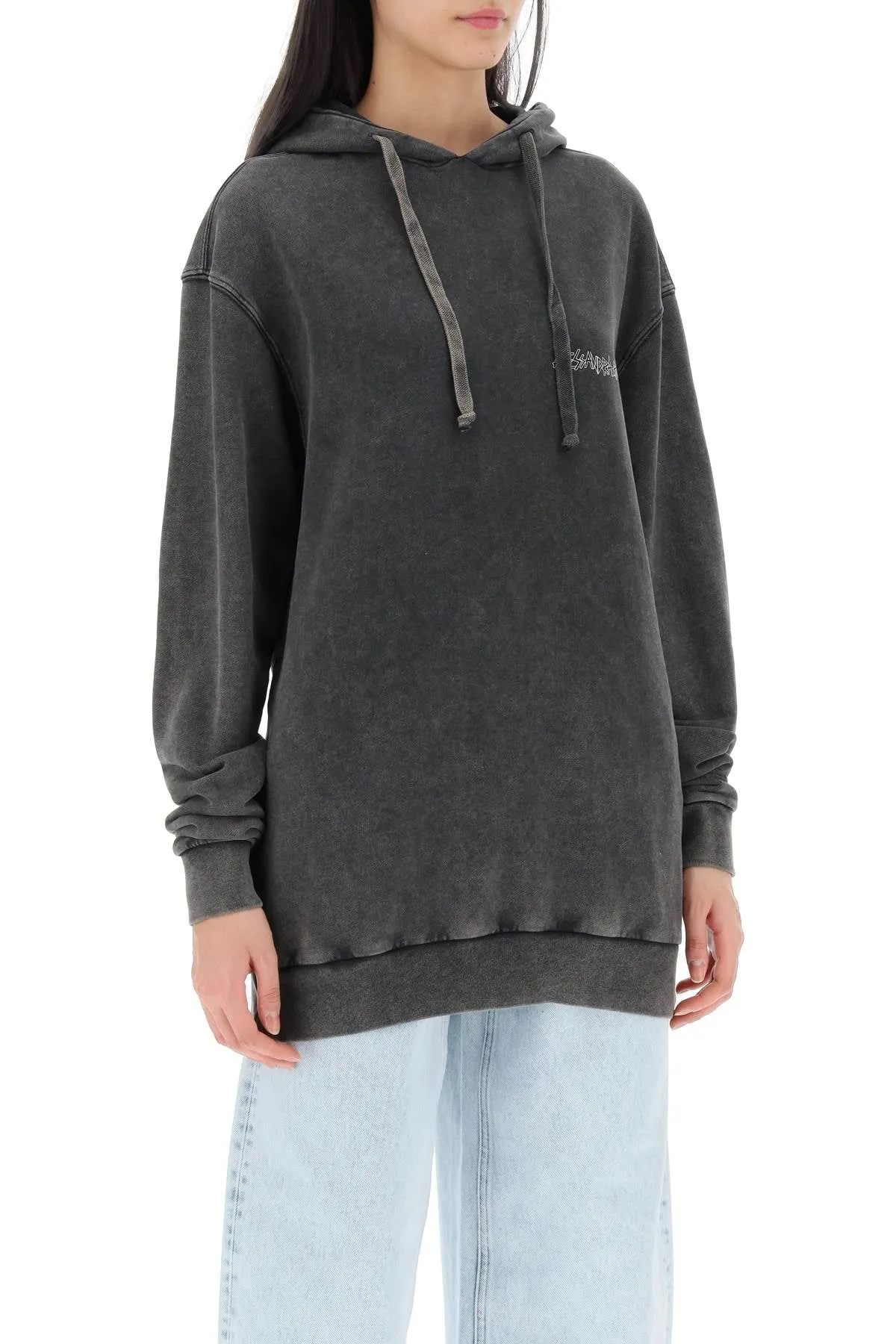 Alessandra rich oversized hoodie with print and rhinestones FABX3706 F4274 GREY