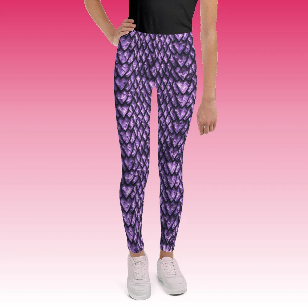 Amethyst Dragon Scale Youth Leggings