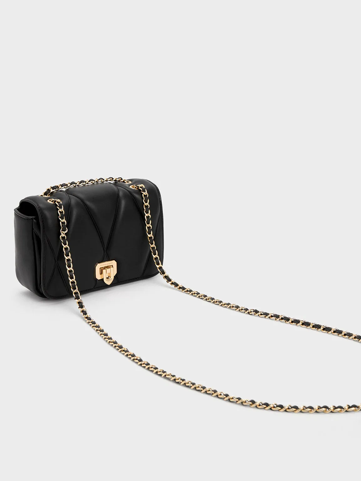 Arwen Quilted Shoulder Bag - Black