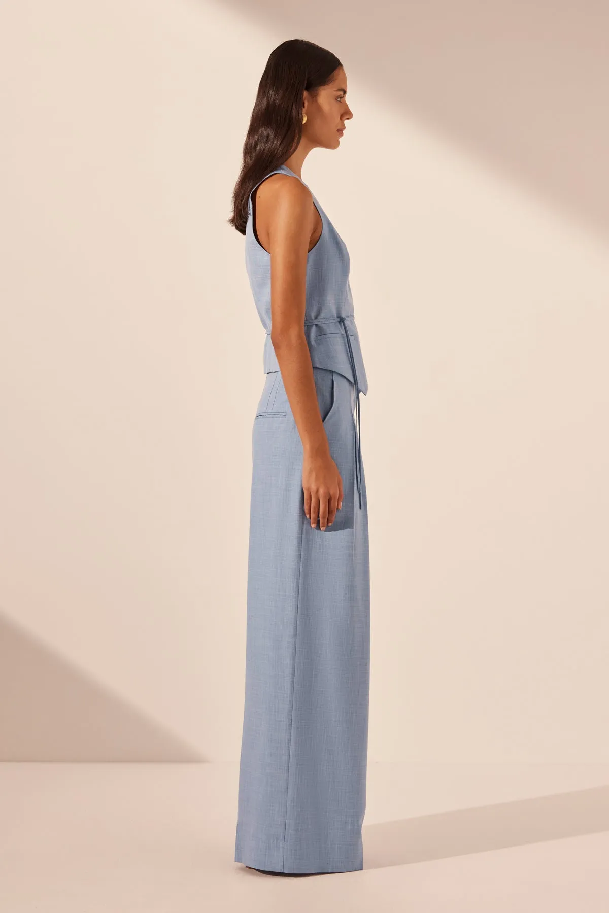 ASHER BELTED VEST - CHAMBRAY BLUE