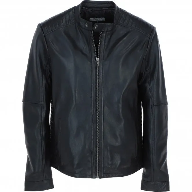 Ashwood Leather Mandarin Collar Men's Biker Jacket Black: e-16110