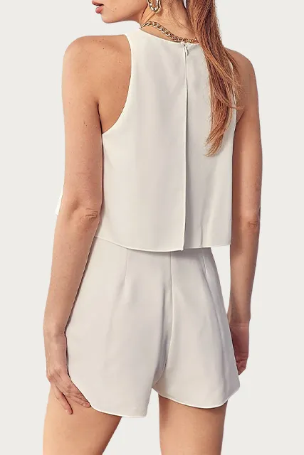 ASYMMETRIC LAYERED GEORGETTE ROMPER