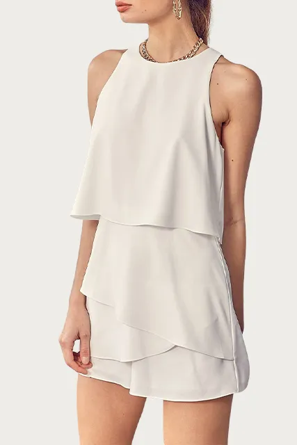 ASYMMETRIC LAYERED GEORGETTE ROMPER