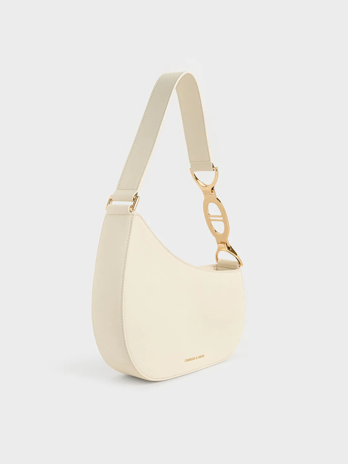 Asymmetrical Shoulder Bag - Cream