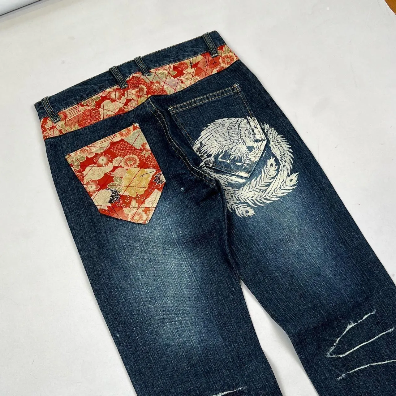 Authentic Vintage Embroidered Japanese Denim Jeans (32")