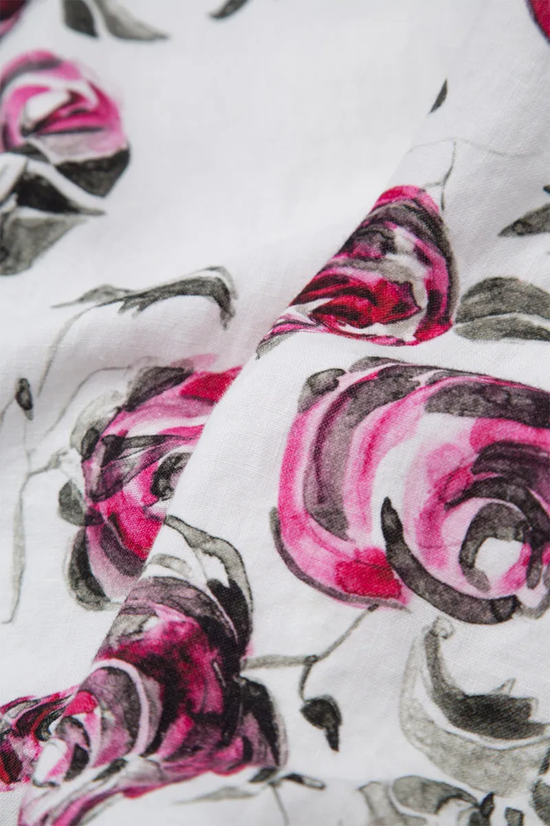 Balloon Pink Rose Linen Skirt