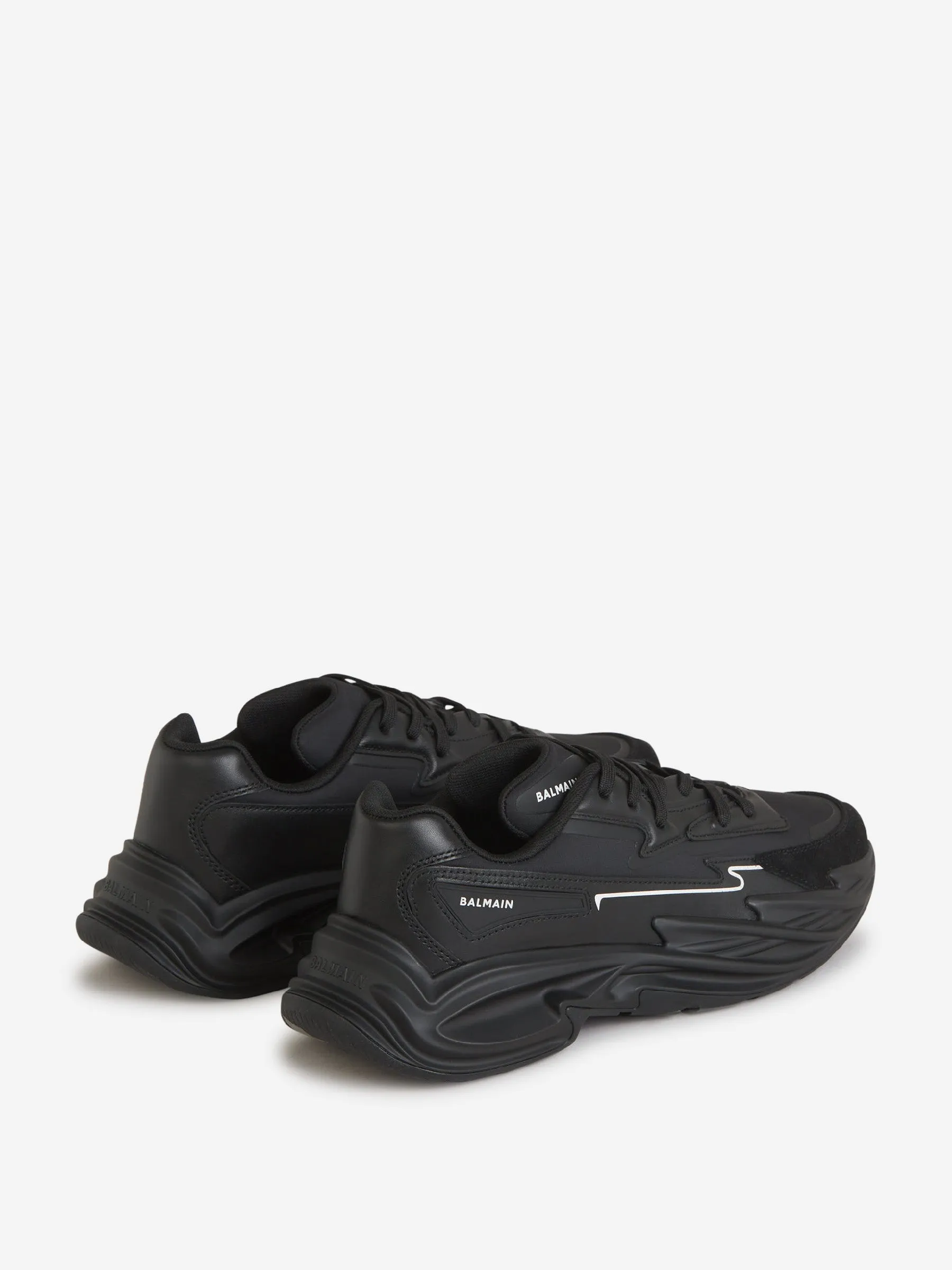 Balmain Leather Run-Row Sneakers 