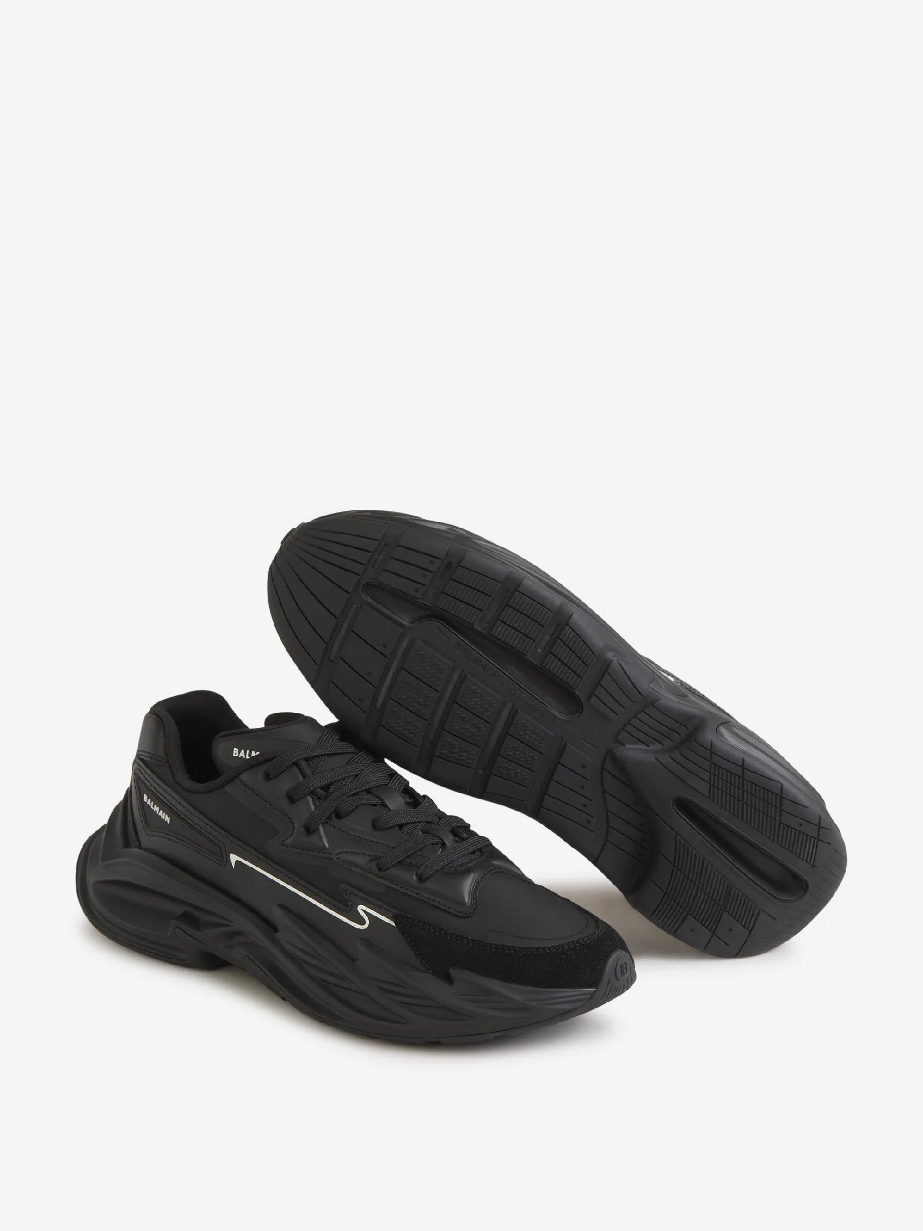 Balmain Leather Run-Row Sneakers 