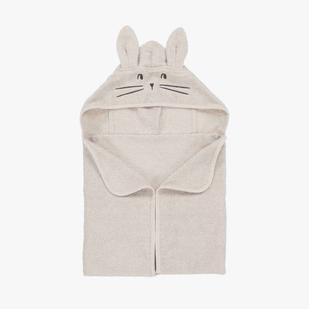 Beige Cotton Bunny Hooded Towel (85cm)