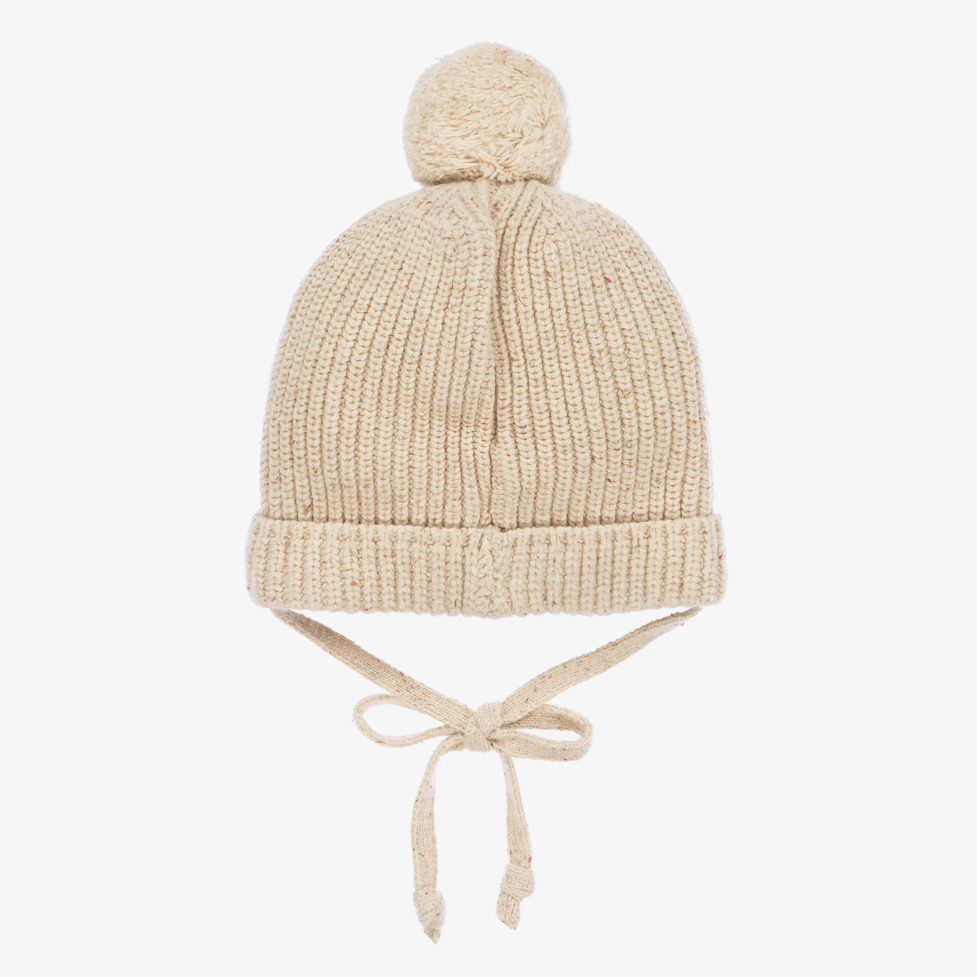 Beige Wool & Silk Knit Baby Hat