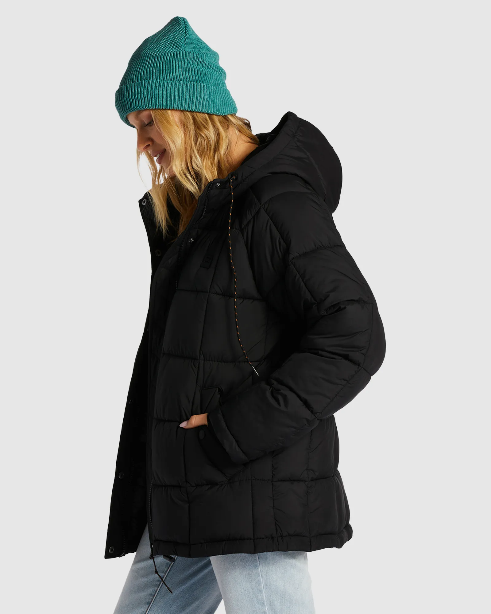 Billabong Venture On Puff Zip-Up Hooded Jacket - Black | SurfStitch