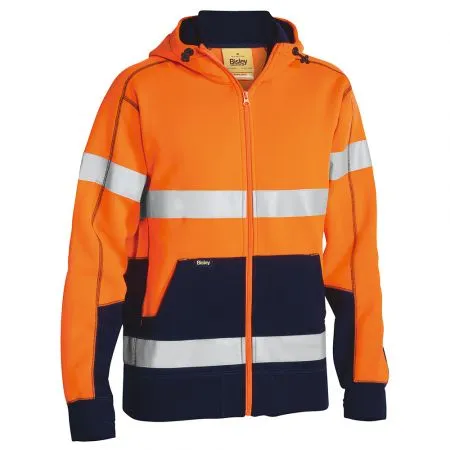 Bisley BK6819T Taped Hi Vis Fleece Hoodie Orange/Navy