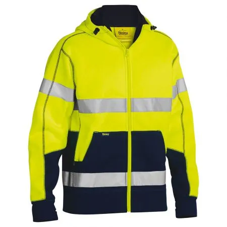 Bisley BK6819T Taped Hi Vis Fleece Hoodie Yellow/Navy