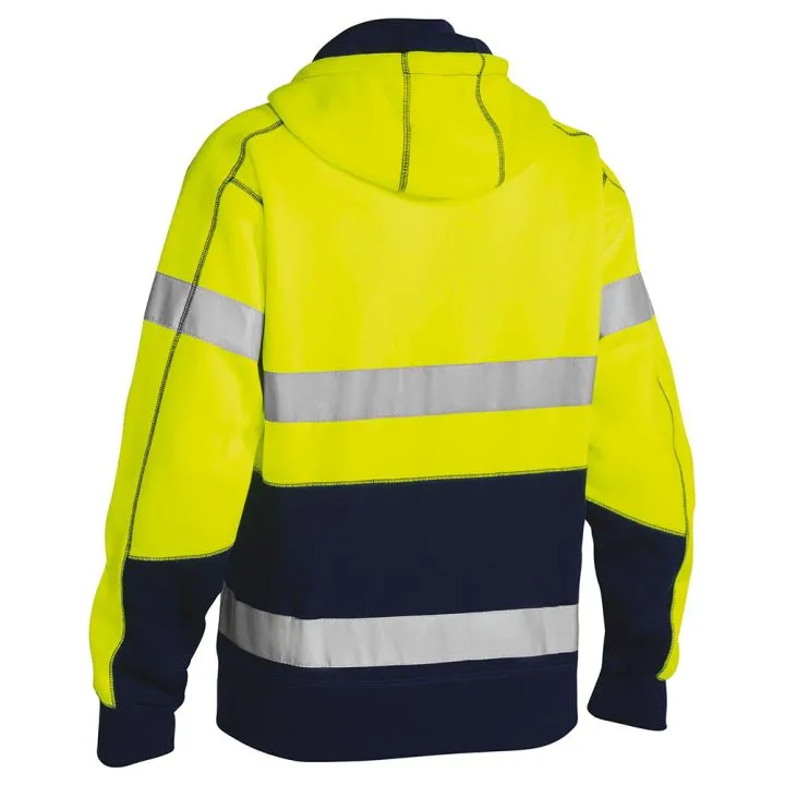 Bisley BK6819T Taped Hi Vis Fleece Hoodie Yellow/Navy