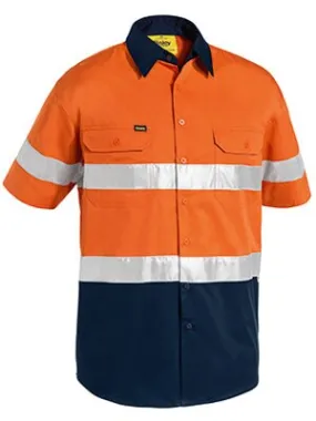 Bisley Workwear Bisley - Shirt - Taped Two Tone Hi Vis Lightweight - Short Sleeve - BS1896 - Orange/Navy - XS - BS1896ON-XS