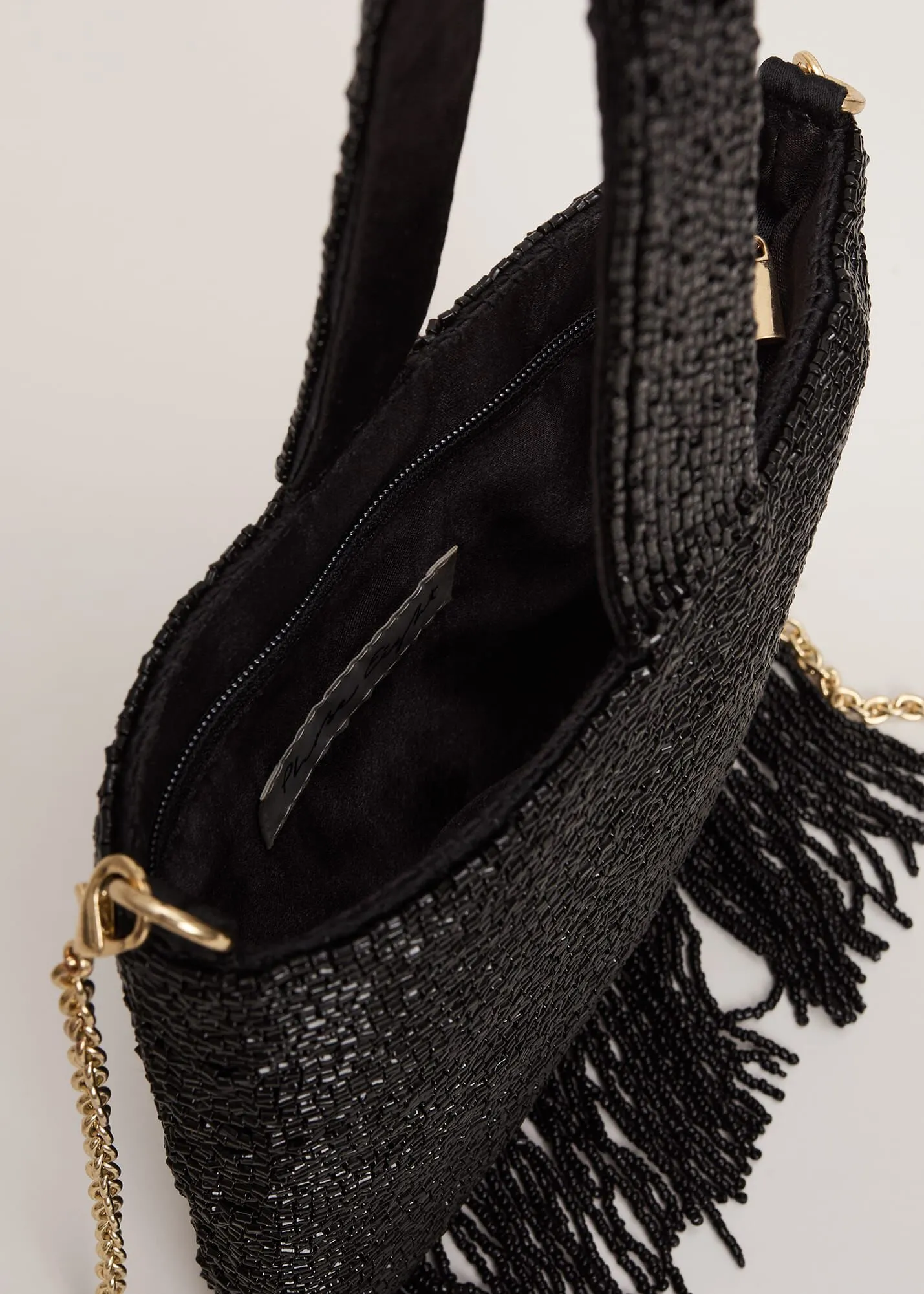 Black Beaded Tassle Bag