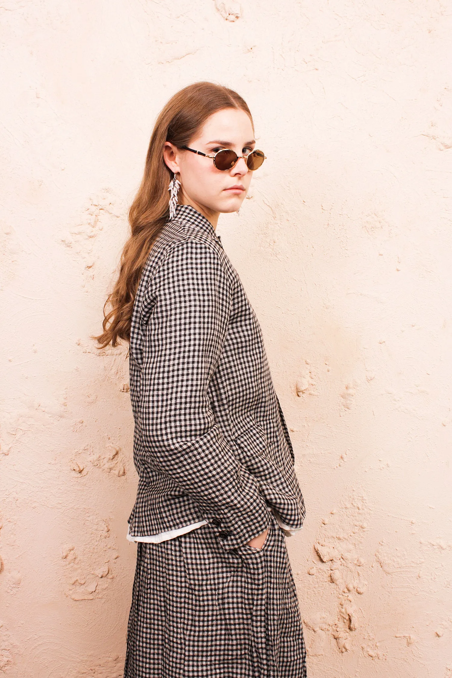 Black Boil Washer Gingham Jacket