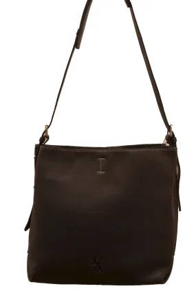 Black cowhide leather handbag 14846