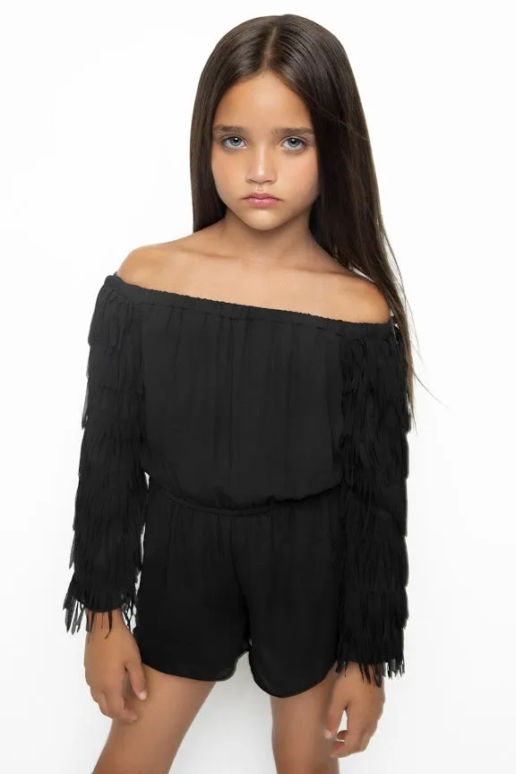 Black Fringe Romper
