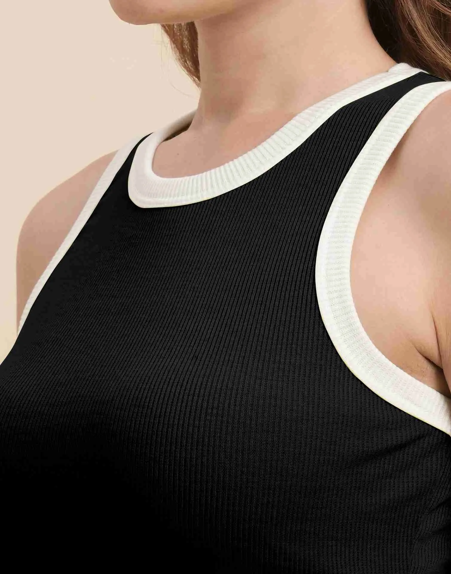 Black Lycra Plain Tank Top