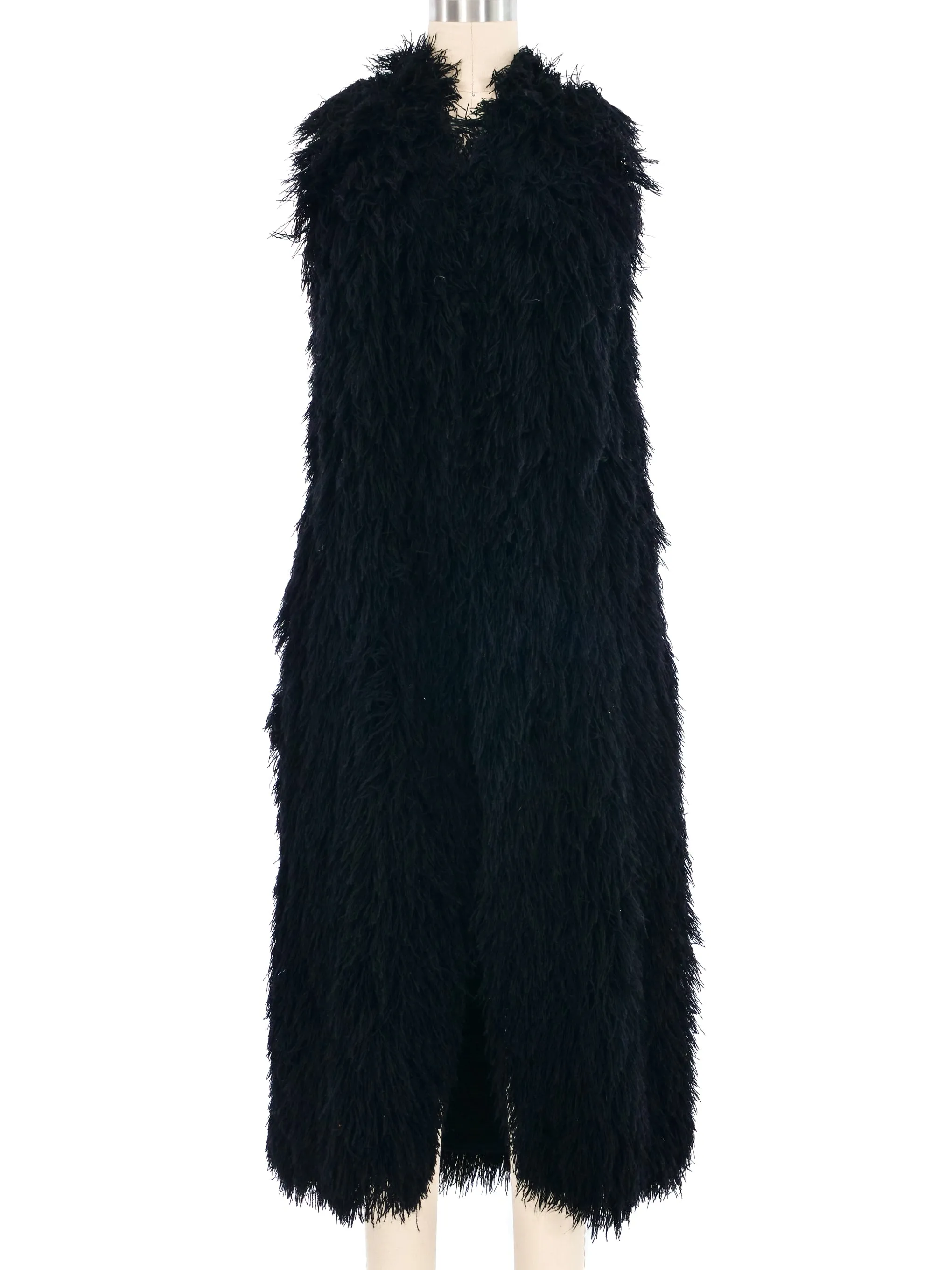 Black Shag Maxi Vest