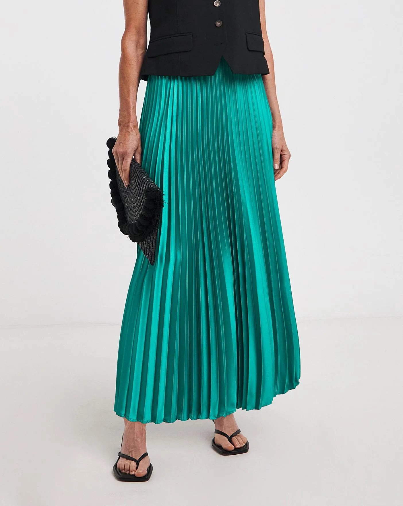 Blue Crinkle Satin Skirt