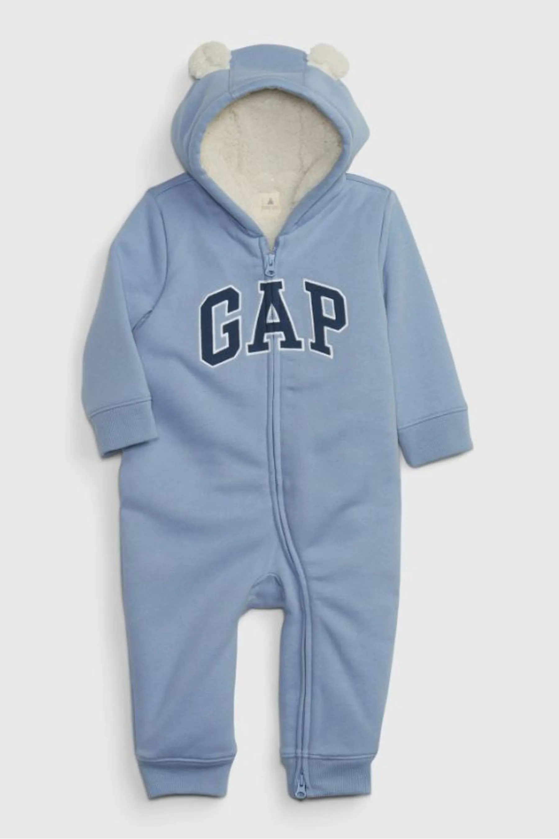 Blue Logo Sherpa Fleece Hooded All in One - Baby (Newborn - 24mths)