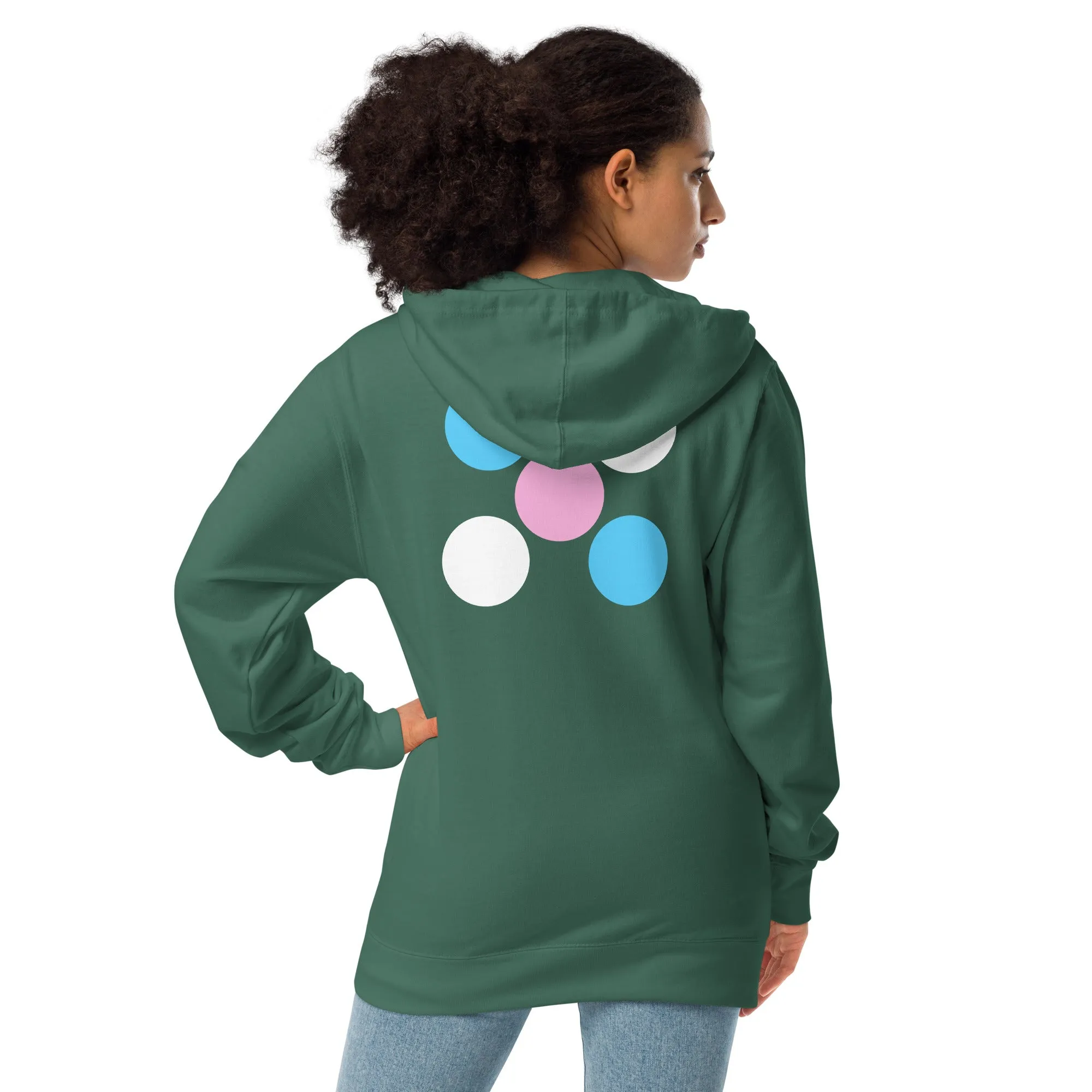 Blue Pink White Pride 'Five Dots' Fleece Zip-Up Hoodie