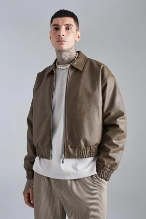 Boxy Cracked Pu Collared Bomber