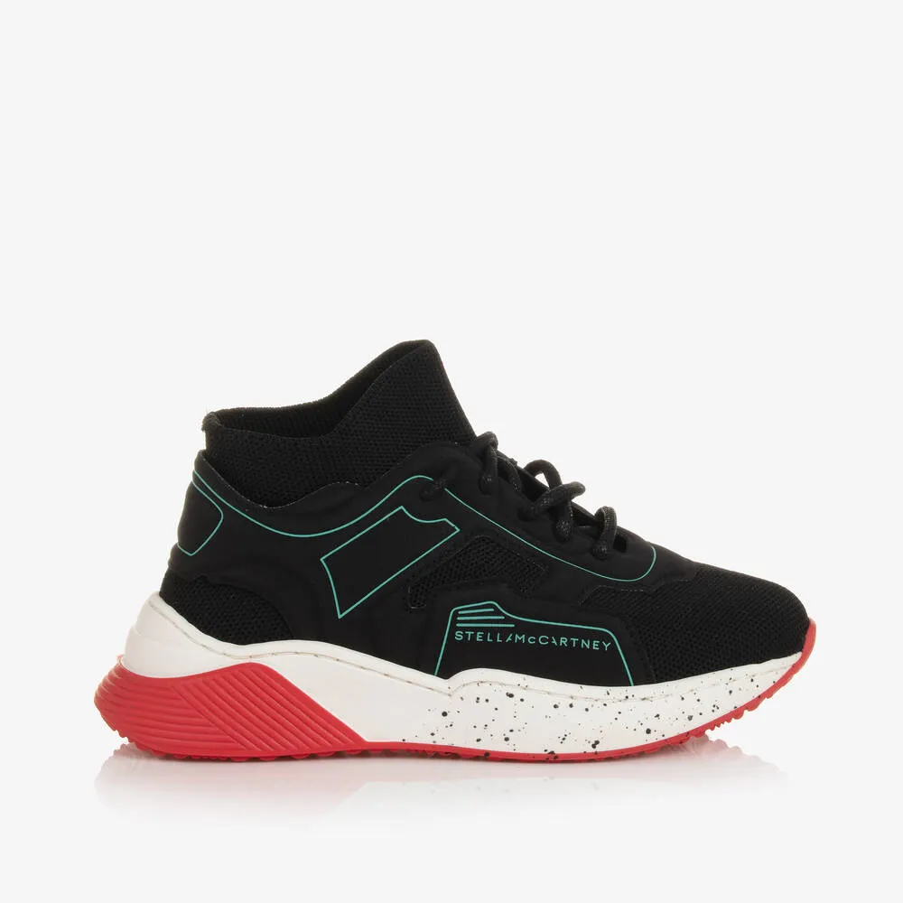 Boys Black Lace-Up Sock Trainers