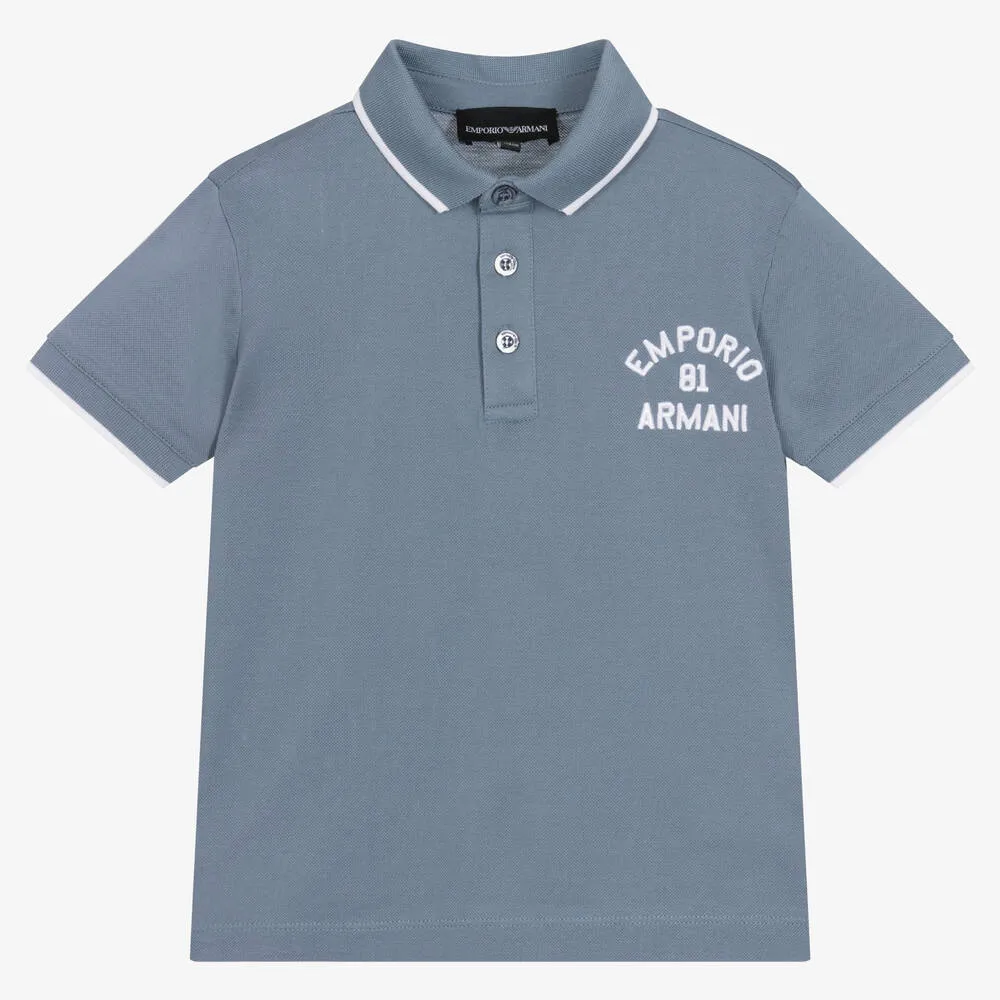 Boys Blue Cotton Polo Shirt
