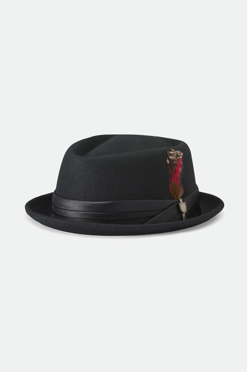 Brixton Stout Pork Pie Hat - Black/Black