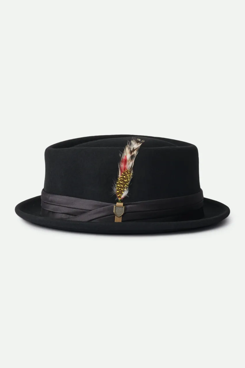 Brixton Stout Pork Pie Hat - Black/Black