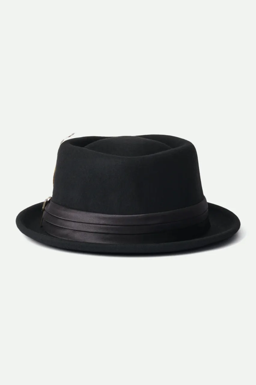 Brixton Stout Pork Pie Hat - Black/Black