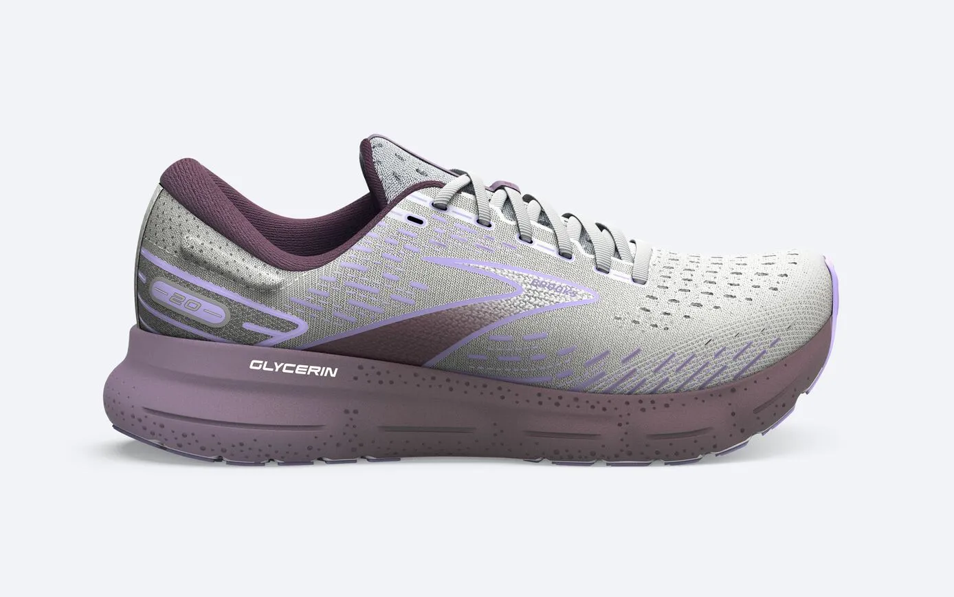 Brooks Glycerin 20 Women's Road-running Shoe in White/Orchid/Lav, Black/Red/Opal, Blue/Peach & Peacock/Lilac Available in Wide W