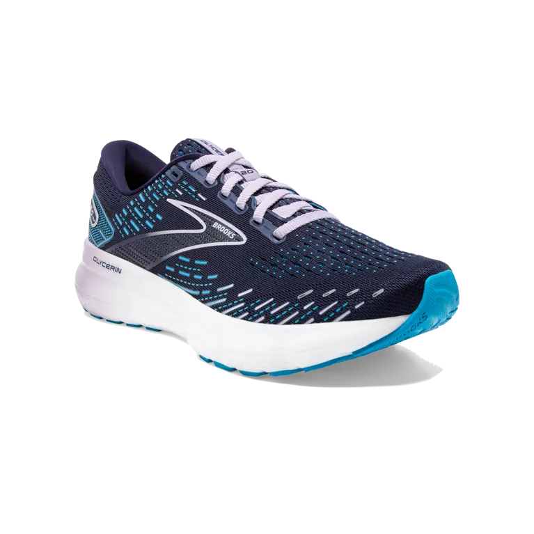 Brooks Glycerin 20 Women's Road-running Shoe in White/Orchid/Lav, Black/Red/Opal, Blue/Peach & Peacock/Lilac Available in Wide W