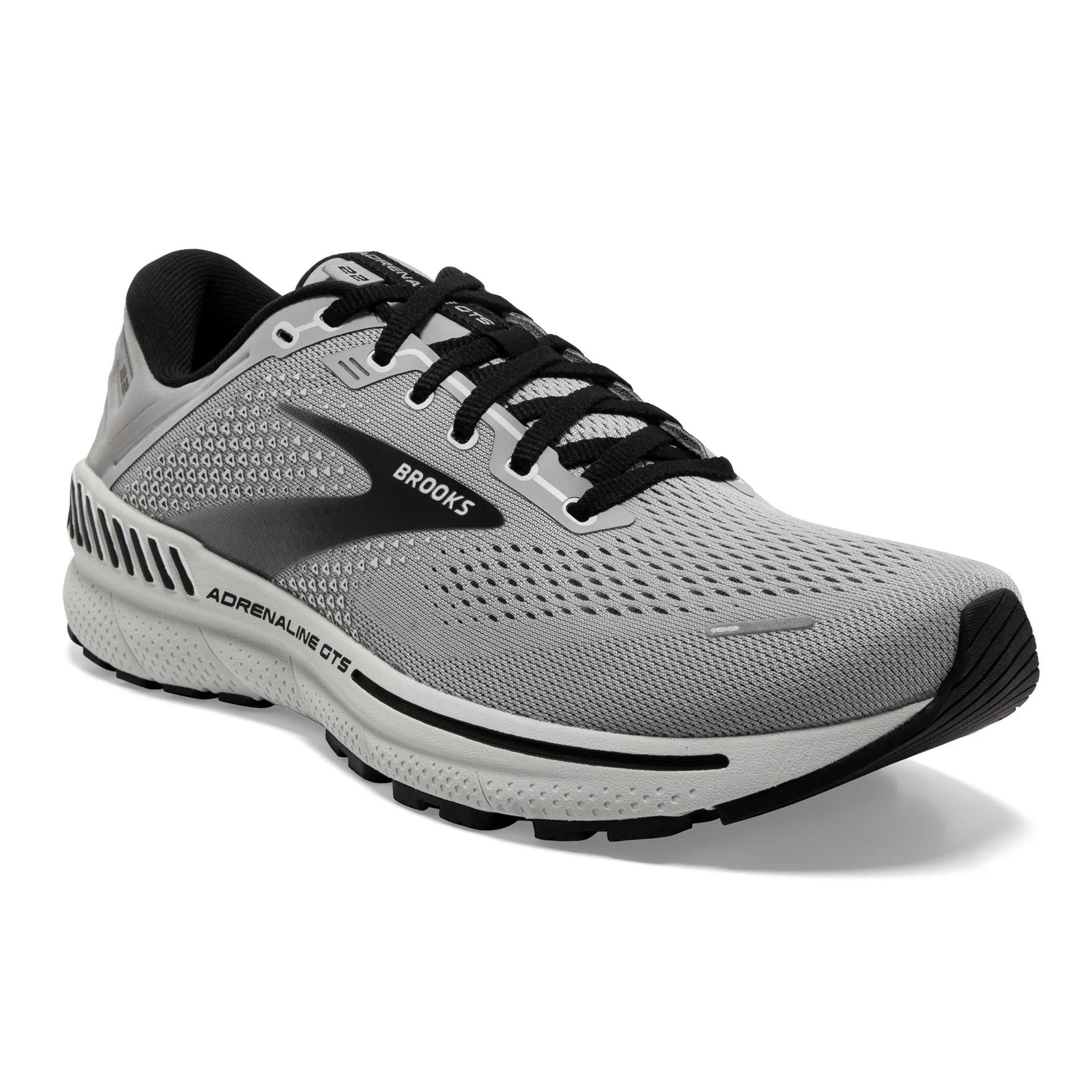 Brooks Mens Adrenaline 22 Support Running Shoe- Alloy/Grey/Black