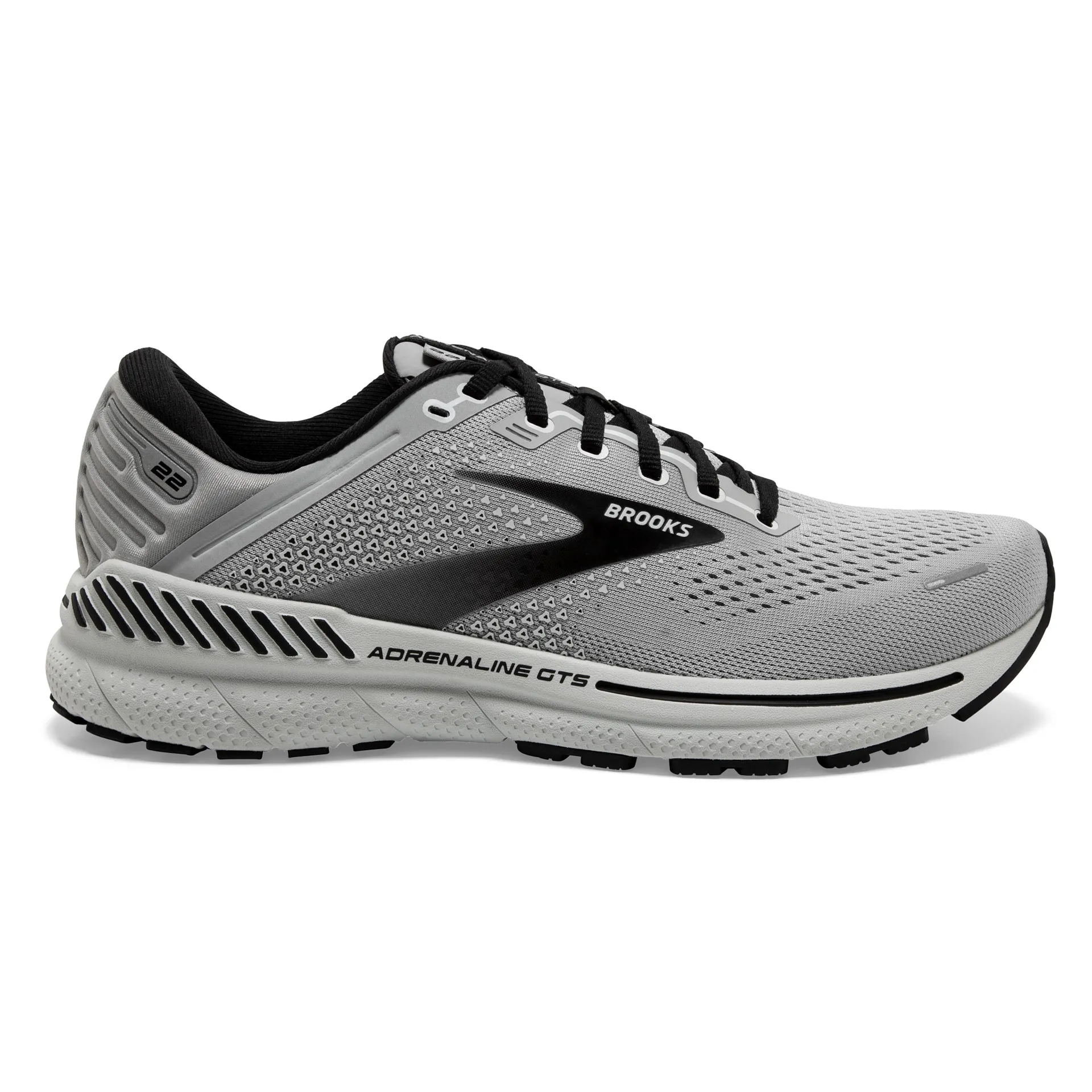 Brooks Mens Adrenaline 22 Support Running Shoe- Alloy/Grey/Black