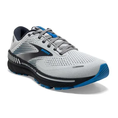 Brooks Mens Adrenaline 22 Support Running Shoe- Oyster/India Ink/Blue