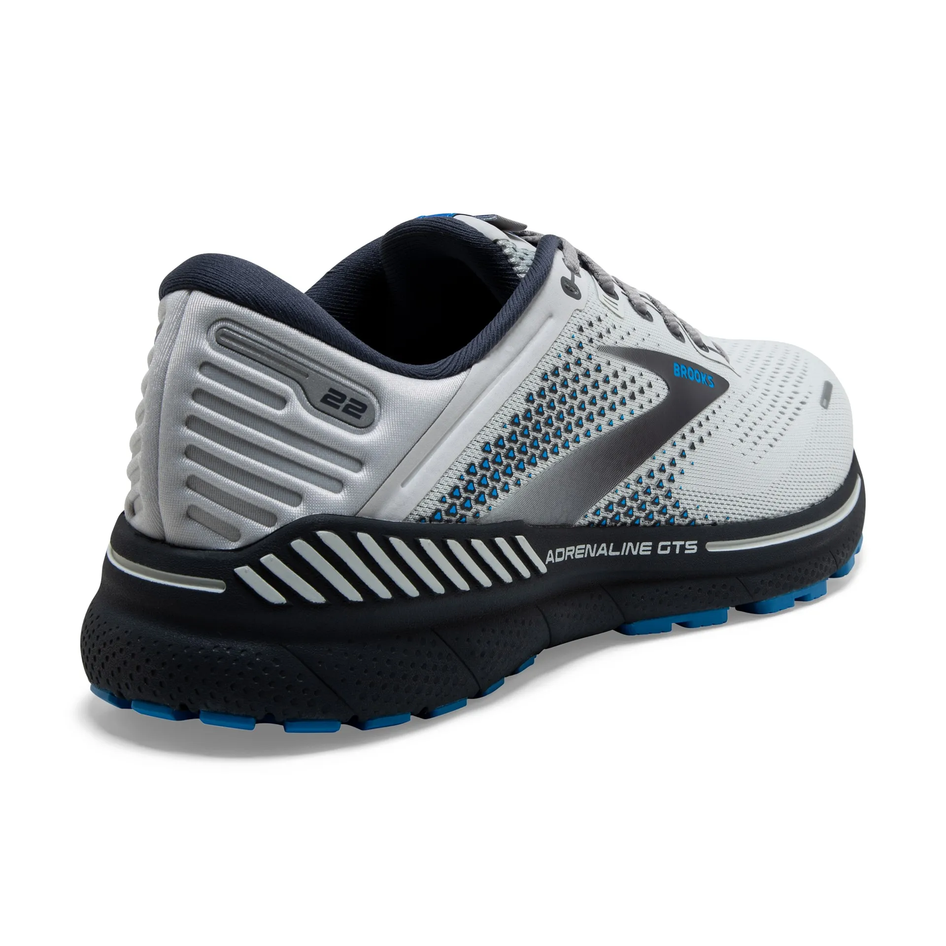 Brooks Mens Adrenaline 22 Support Running Shoe- Oyster/India Ink/Blue