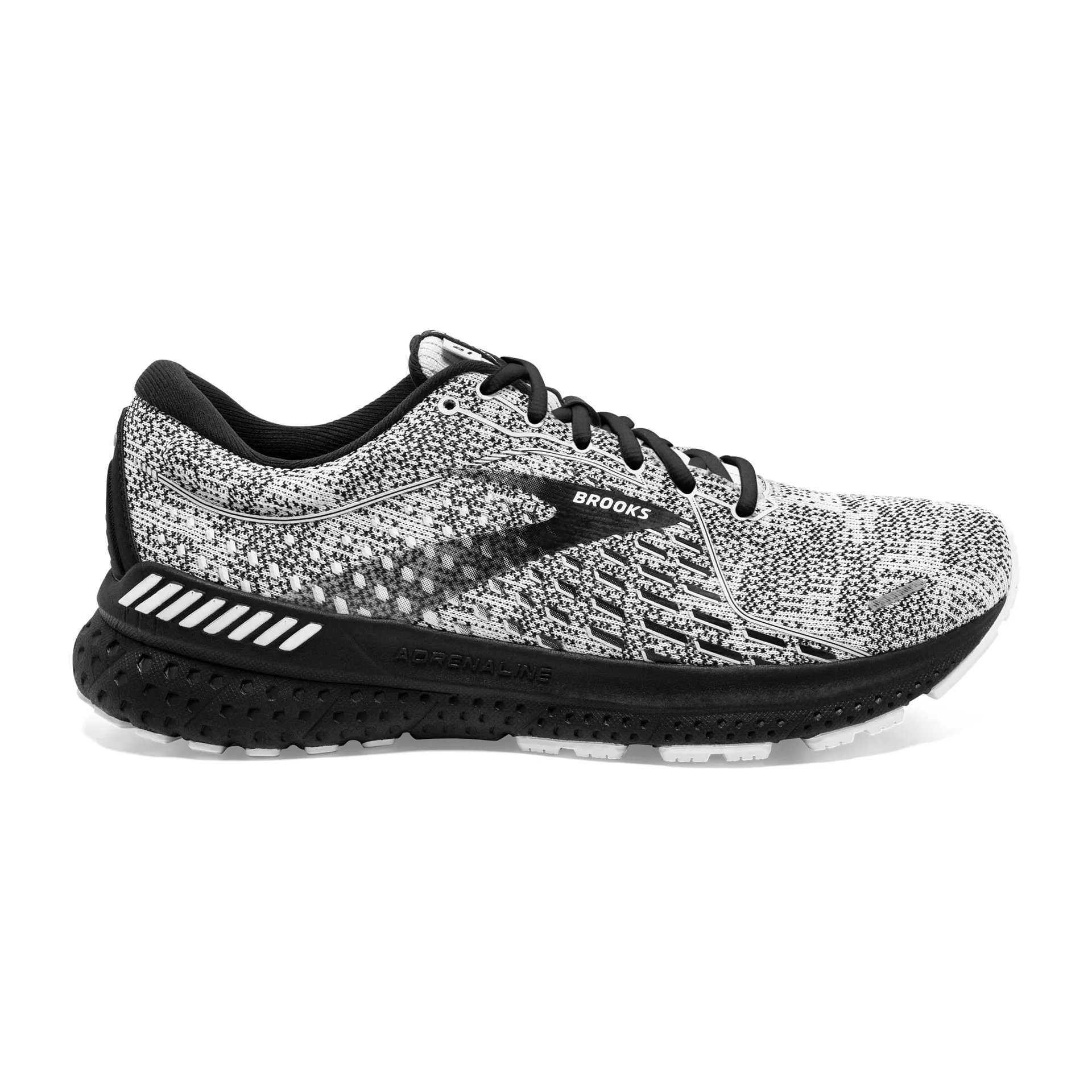 Brooks Mens Adrenaline GTS 21 Running Shoe- White/Grey/Black