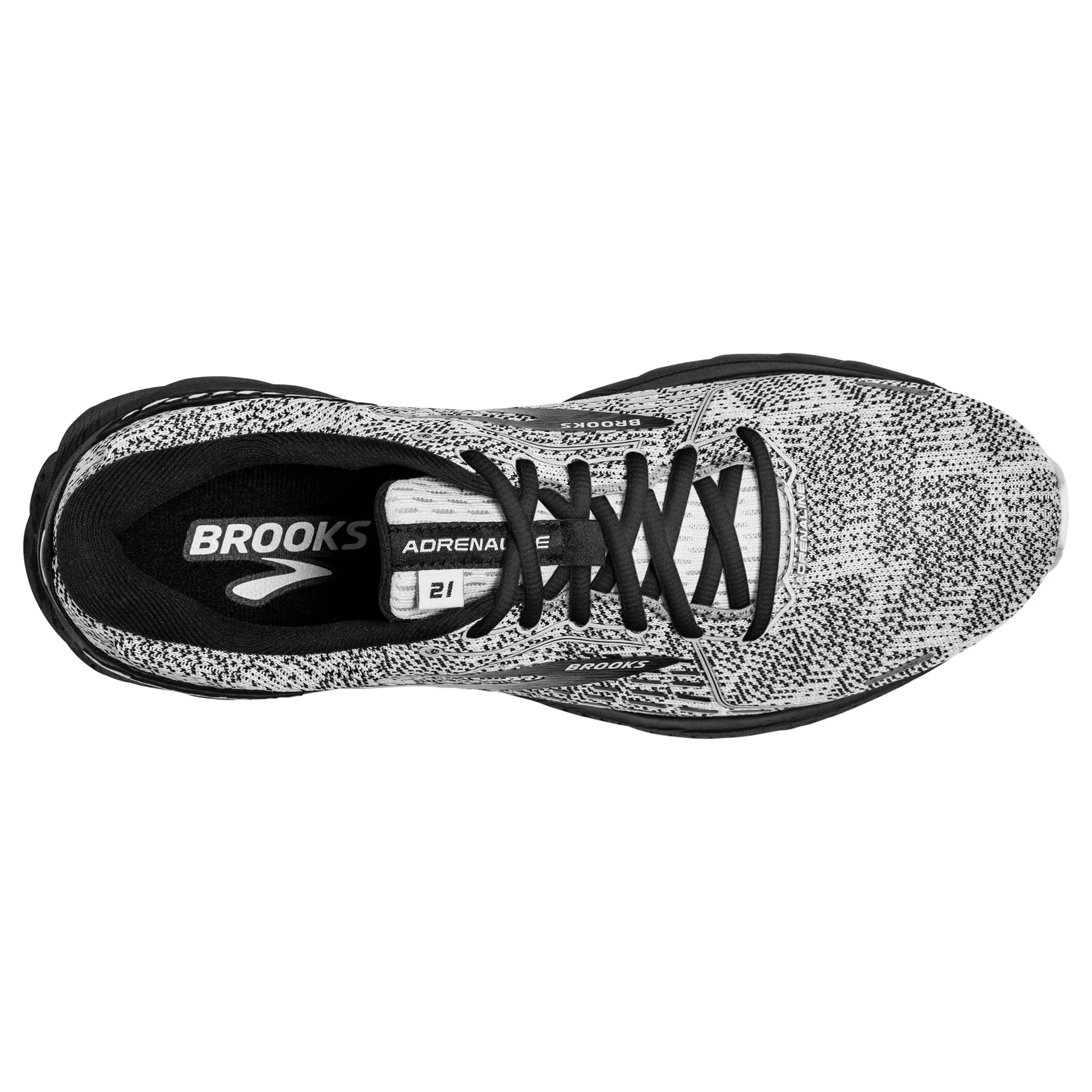 Brooks Mens Adrenaline GTS 21 Running Shoe- White/Grey/Black